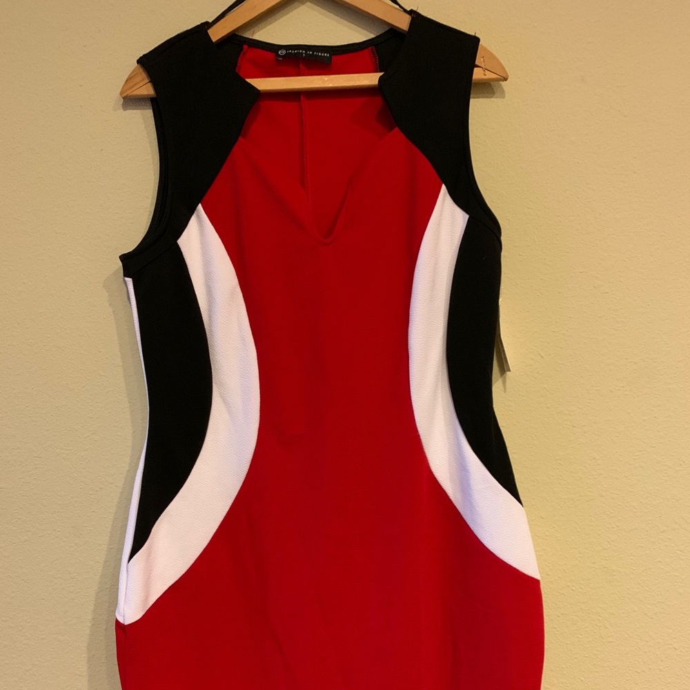 FTF Red, Black, White Bodycon Dress NWOT